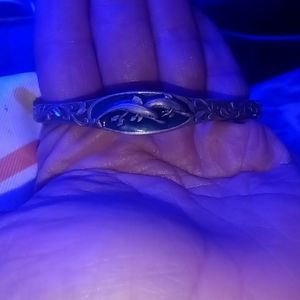 Vintage pewter sisk cuff bracelet